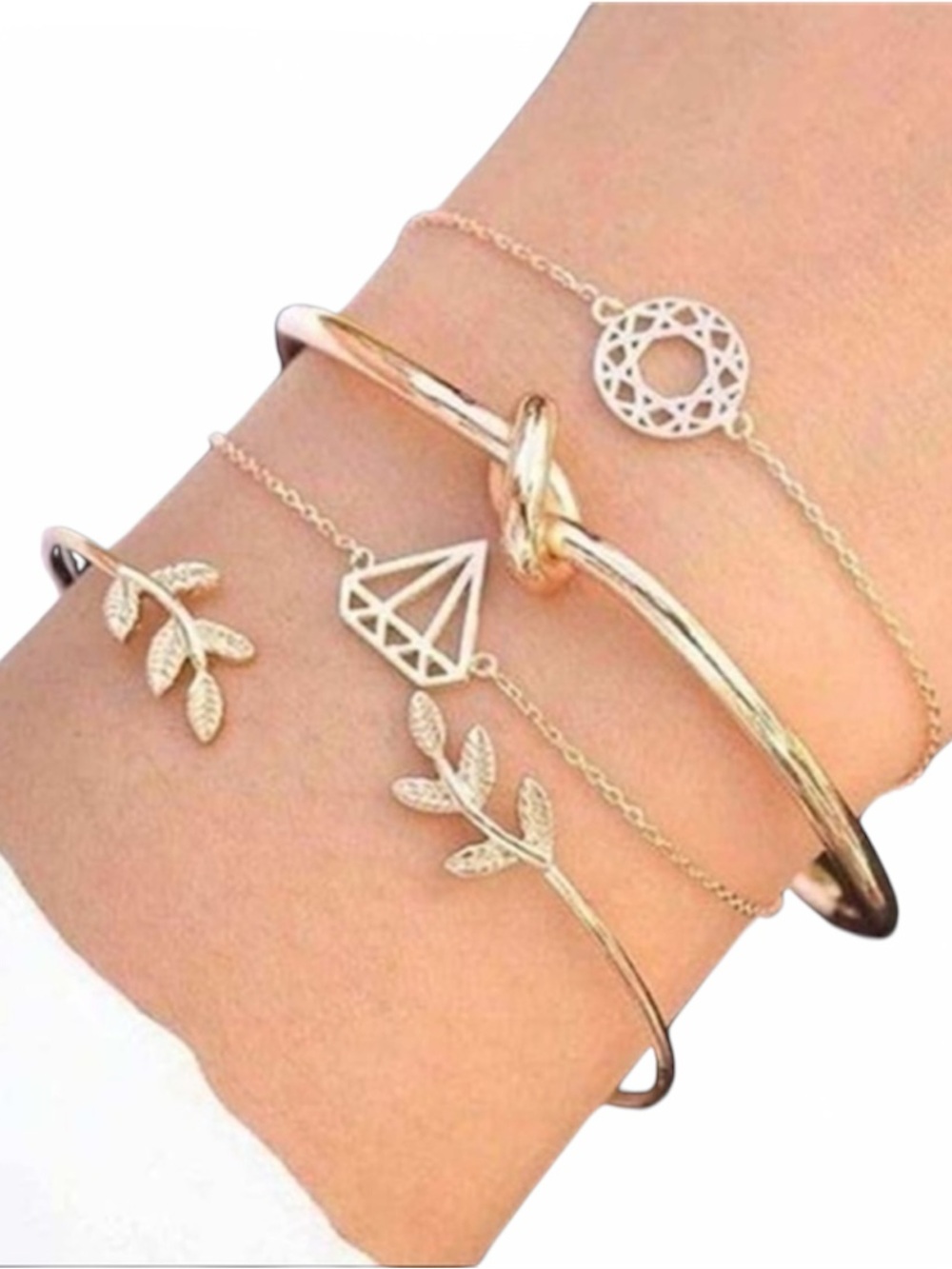 Elegant Gold Bracelet Set adjustable Gold over Stainless NEW - Picture 5 of 7